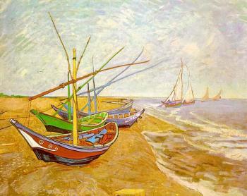 文森特 威廉 梵高 聖瑪麗海灘上的漁船